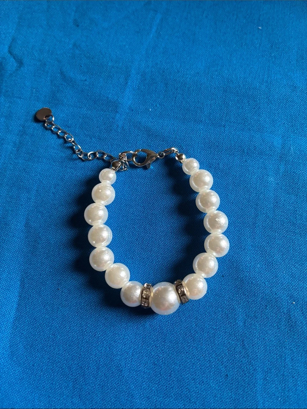Baby Faux Pearl Bracelet with Silver Accents